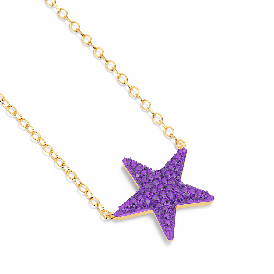 Hello Ella Star Pendant Necklace in Purple