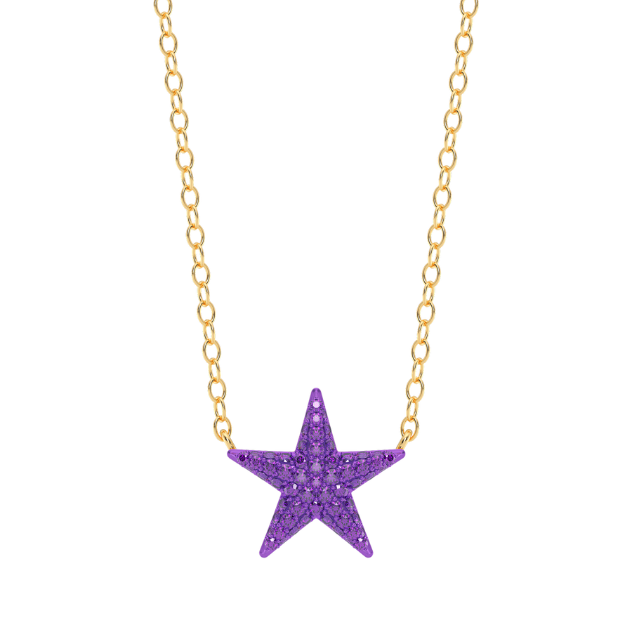 Hello Ella Star Pendant Necklace in Purple
