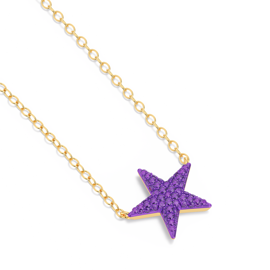 Hello Ella Star Pendant Necklace in Purple