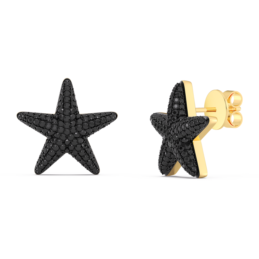 Hello Ella Star Studs in Black