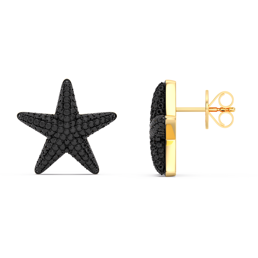 Hello Ella Star Studs in Black