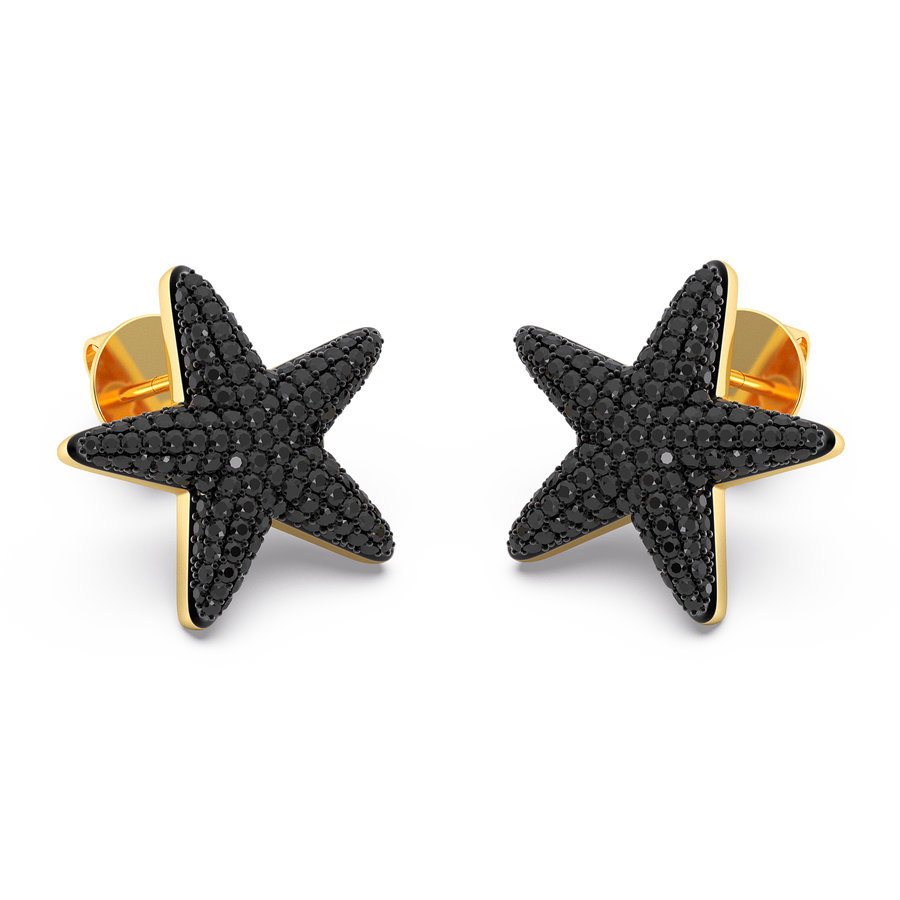Hello Ella Star Studs in Black
