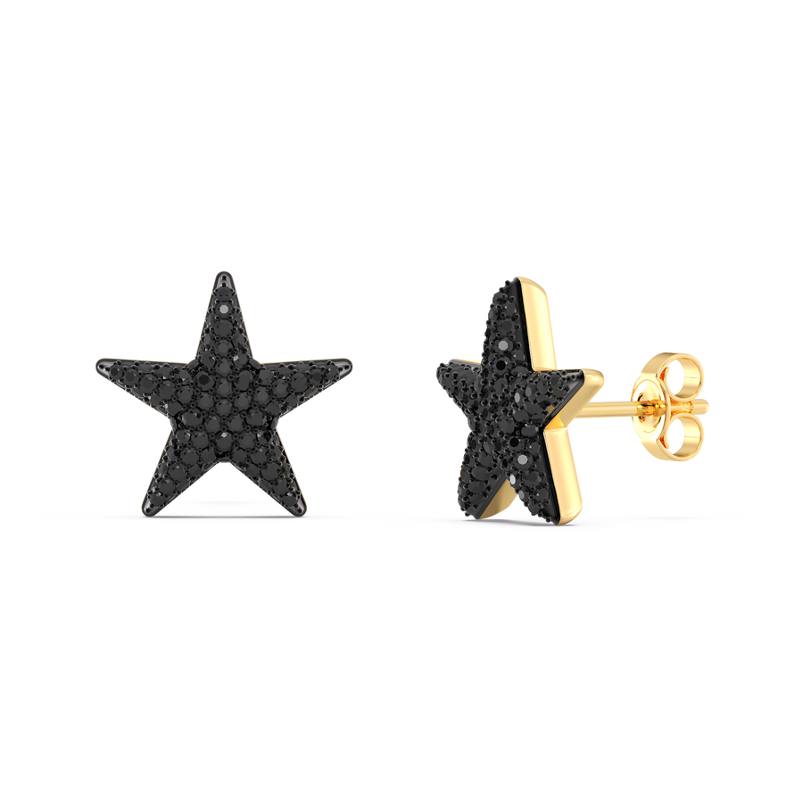 Hello Ella Star Studs in Black