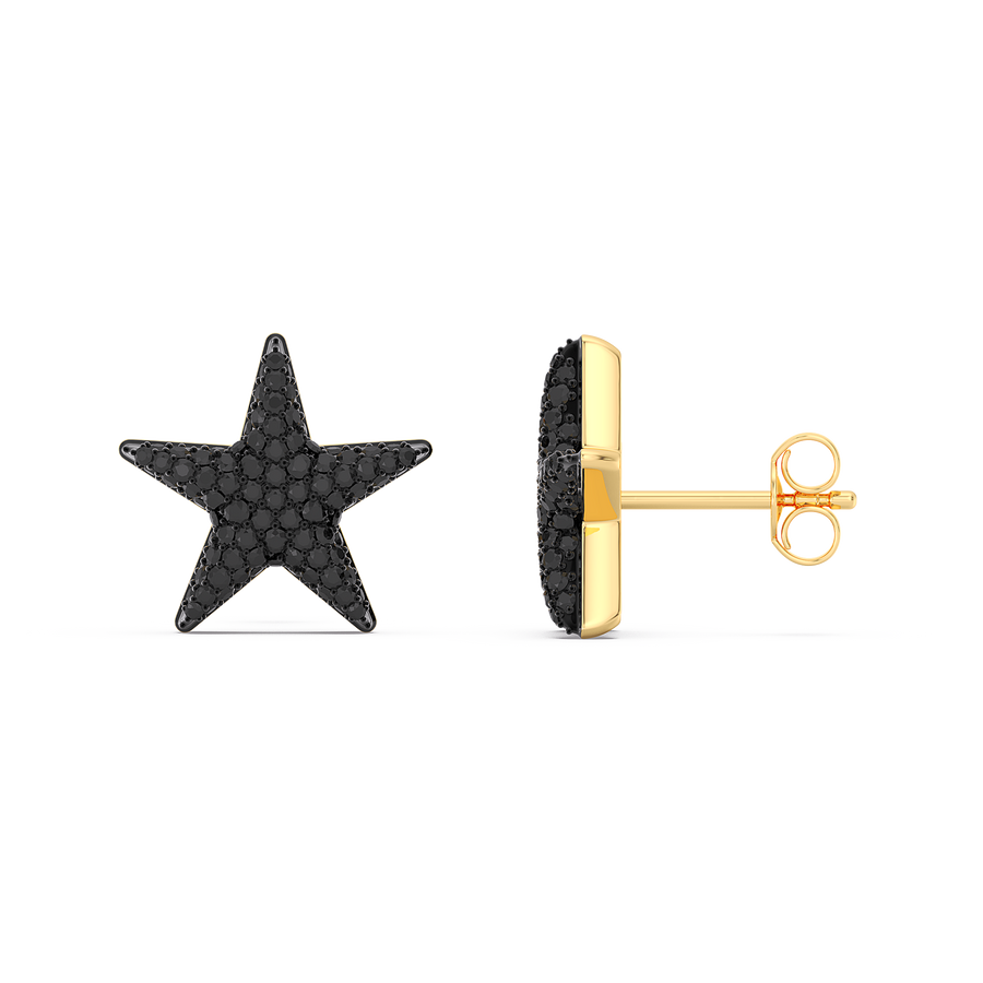 Hello Ella Star Studs in Black