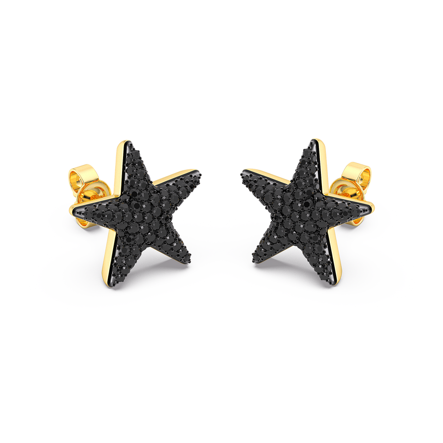 Hello Ella Star Studs in Black
