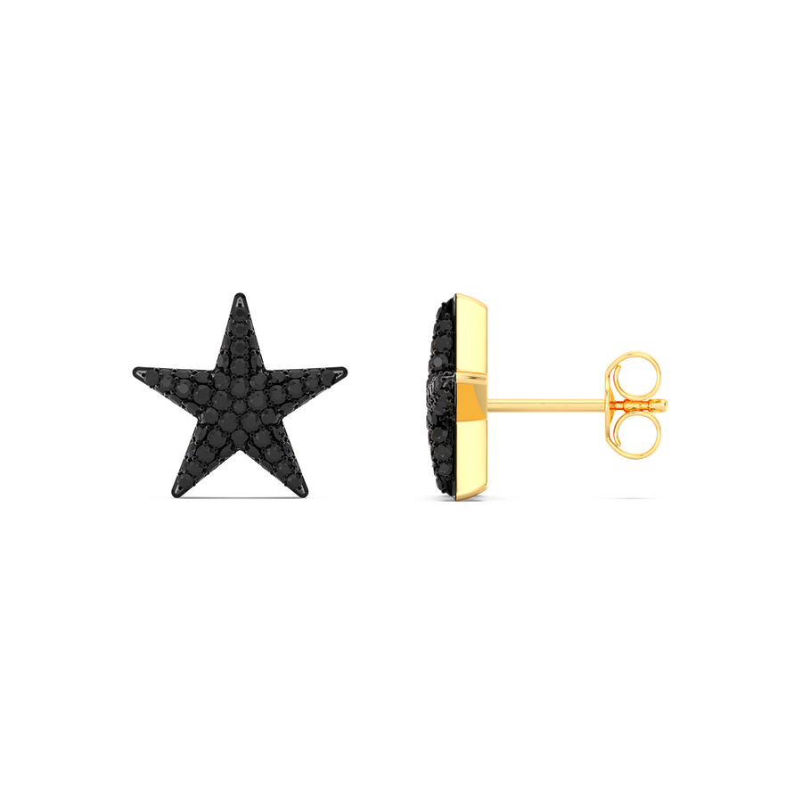 Hello Ella Star Studs in Black