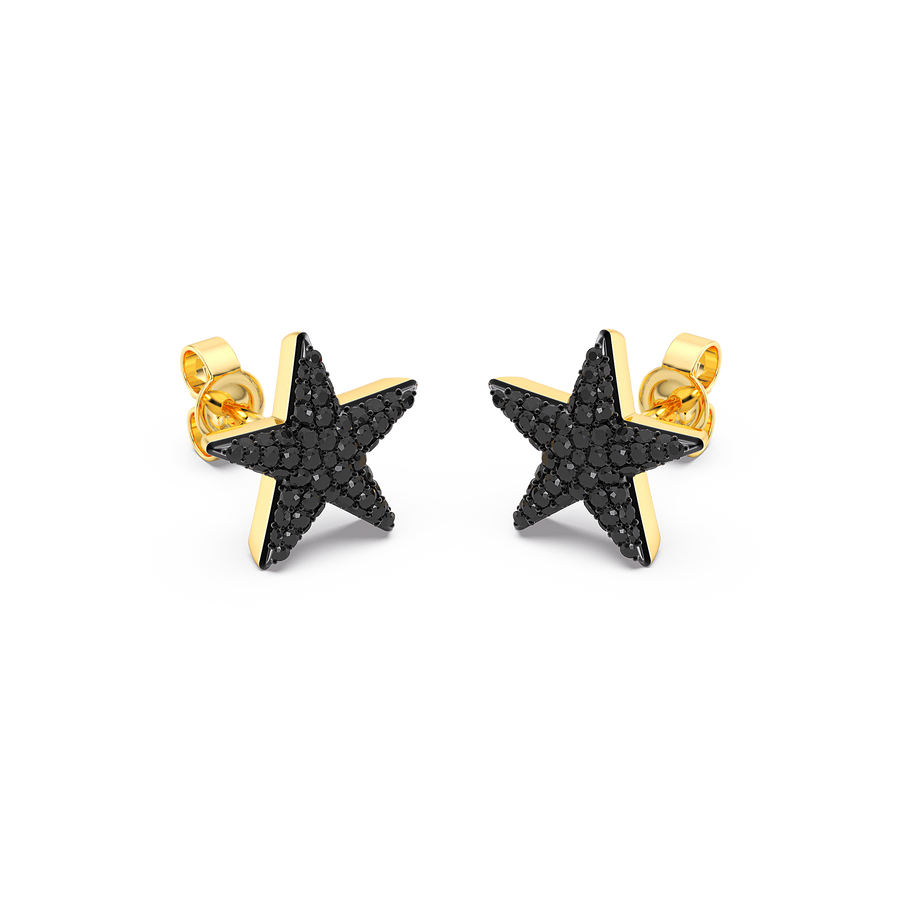 Hello Ella Star Studs in Black
