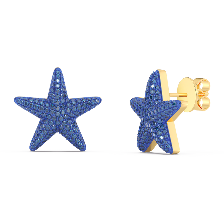 Hello Ella Star Studs in Blue