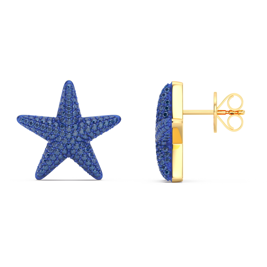 Hello Ella Star Studs in Blue