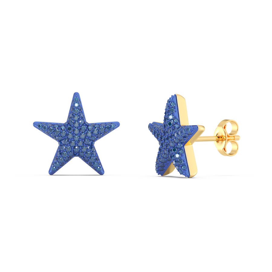 Hello Ella Star Studs in Blue