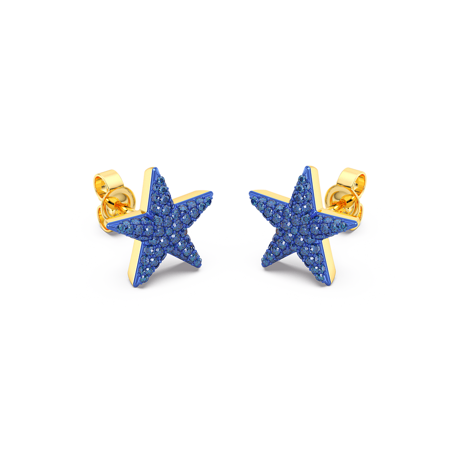 Hello Ella Star Studs in Blue