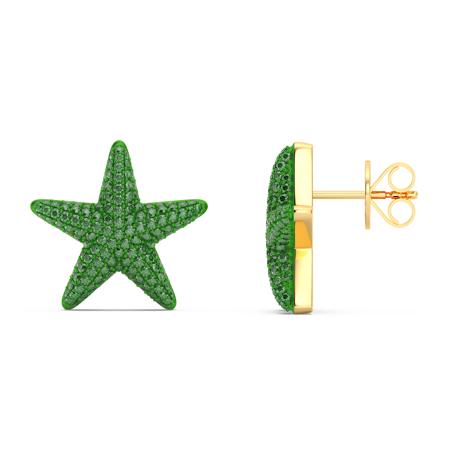 Hello Ella Star Studs in Green