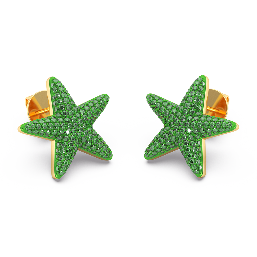 Hello Ella Star Studs in Green