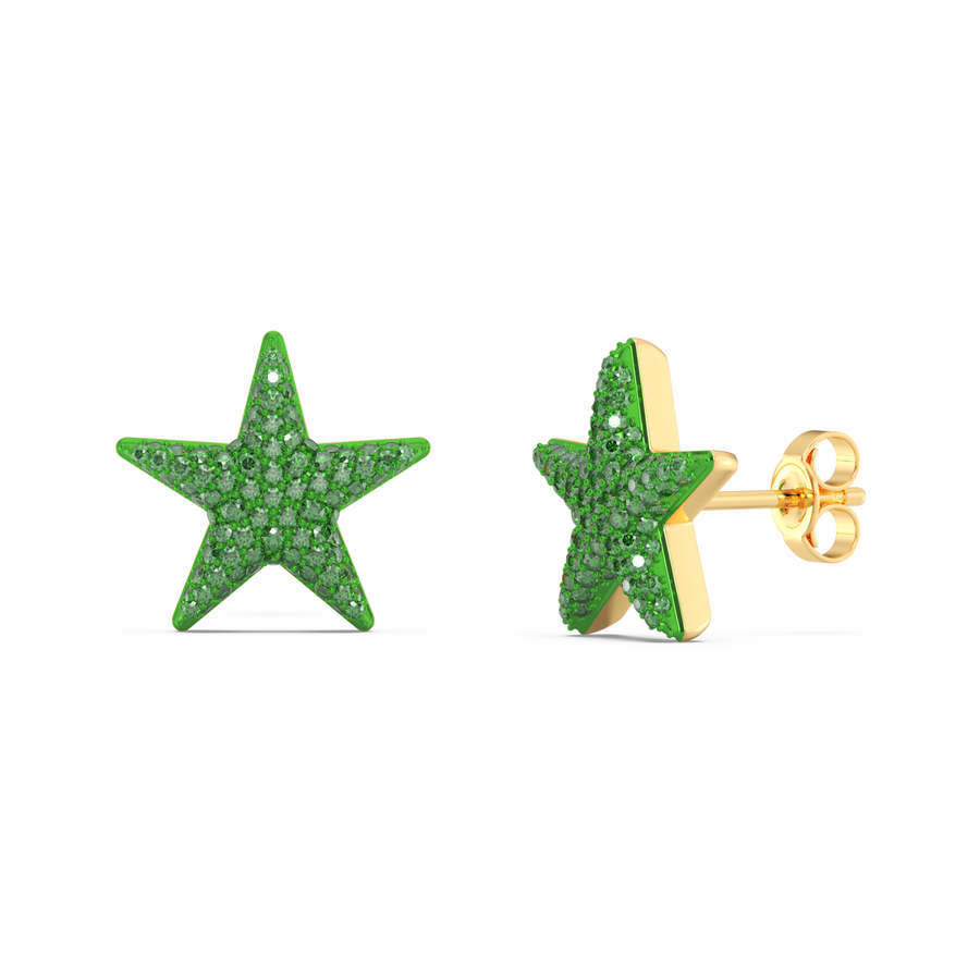Hello Ella Star Studs in Green