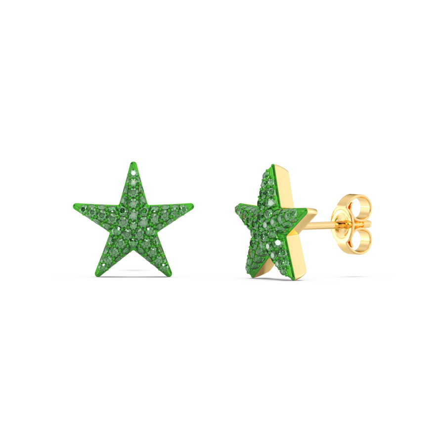 Hello Ella Star Studs in Green