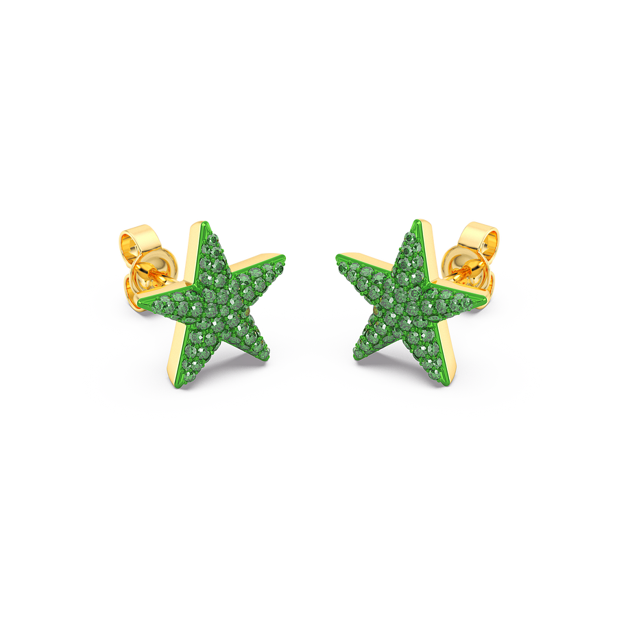 Hello Ella Star Studs in Green