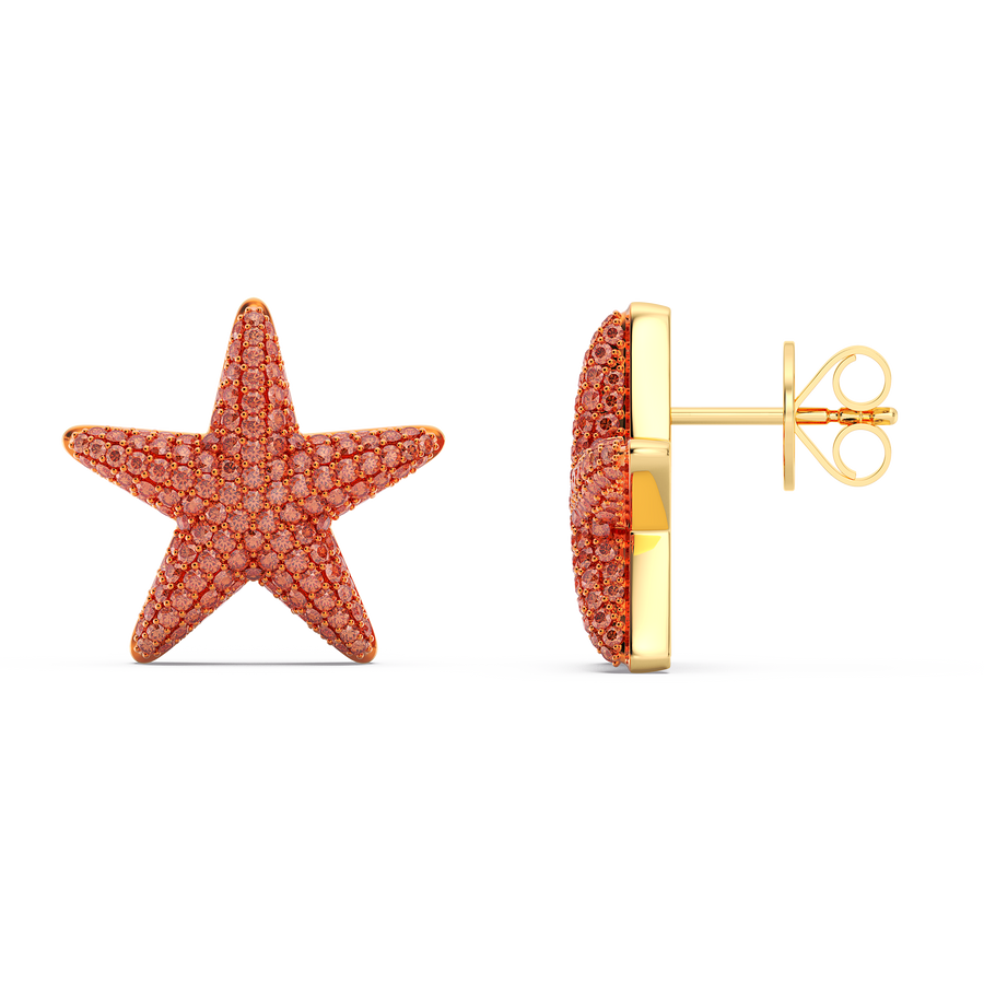 Hello Ella Star Studs in Orange