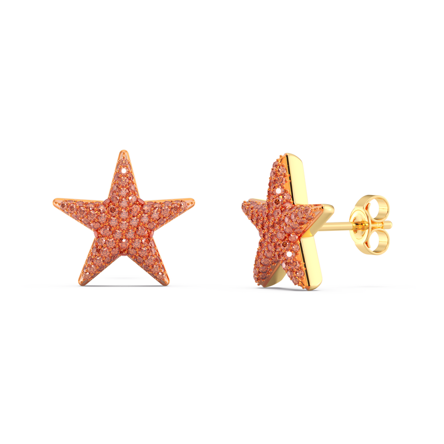 Hello Ella Star Studs in Orange