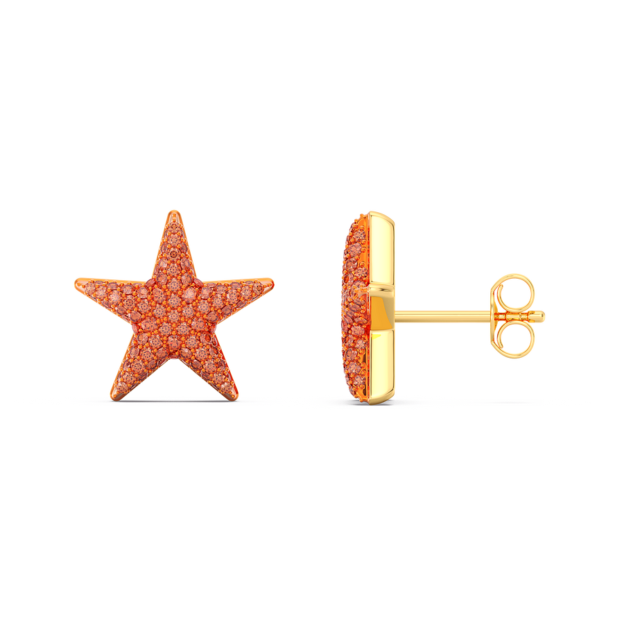 Hello Ella Star Studs in Orange