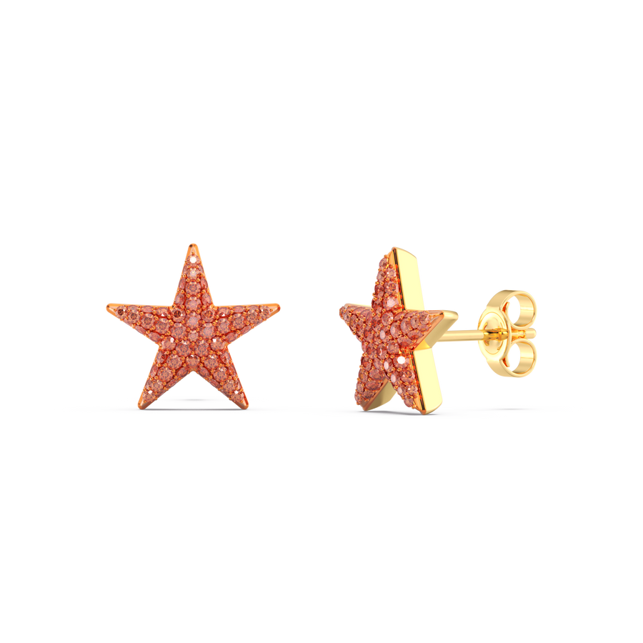 Hello Ella Star Studs in Orange