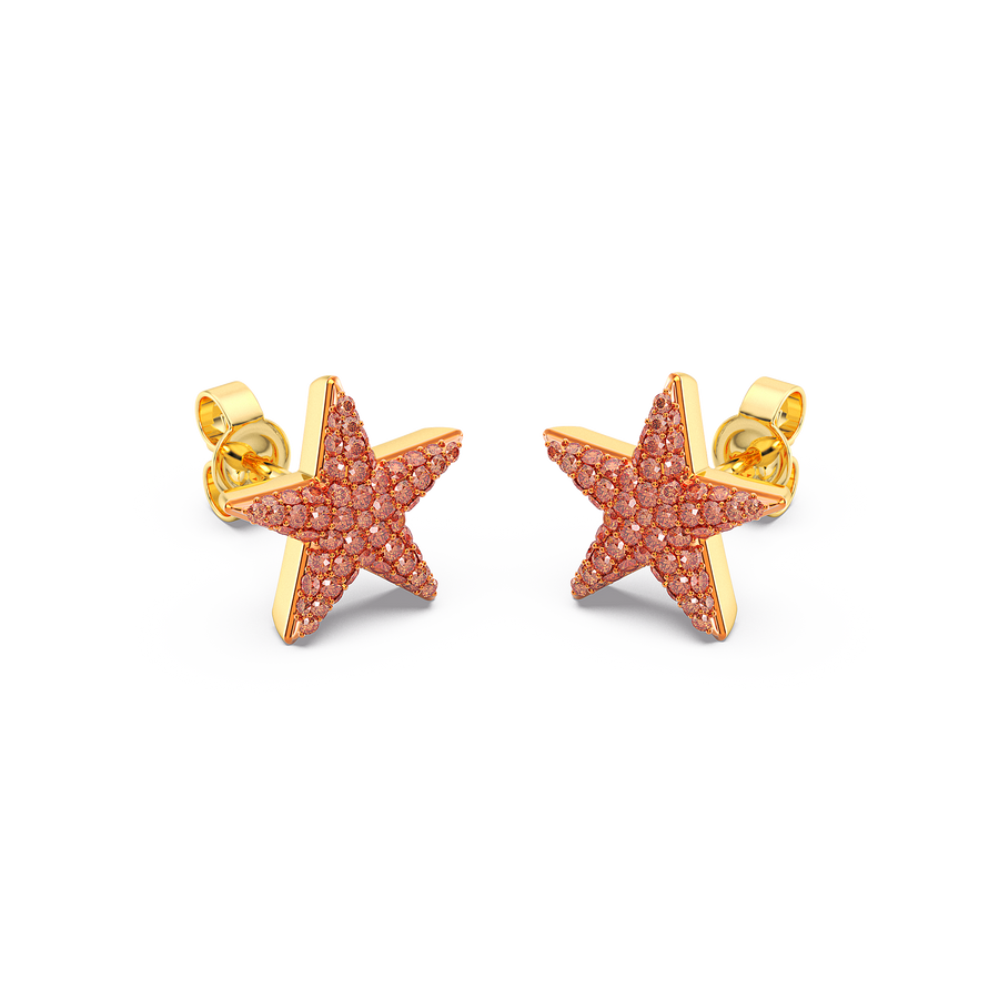 Hello Ella Star Studs in Orange