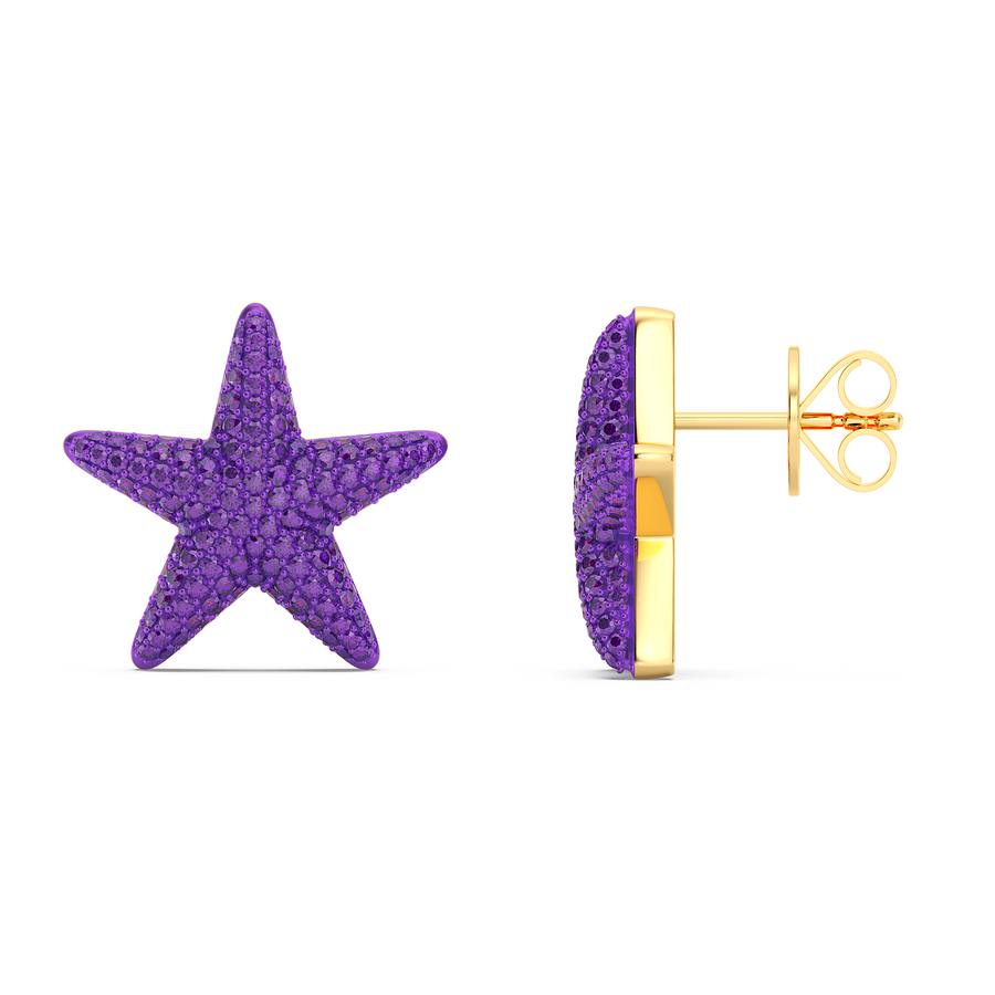Hello Ella Star Studs in Purple