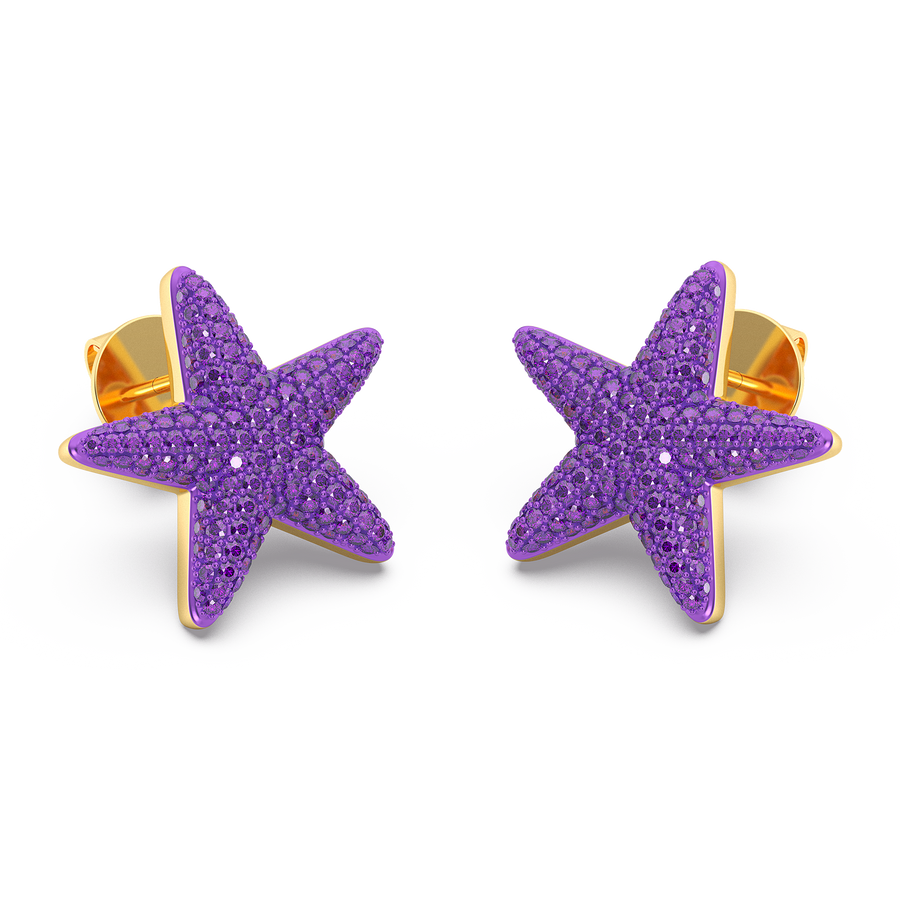 Hello Ella Star Studs in Purple