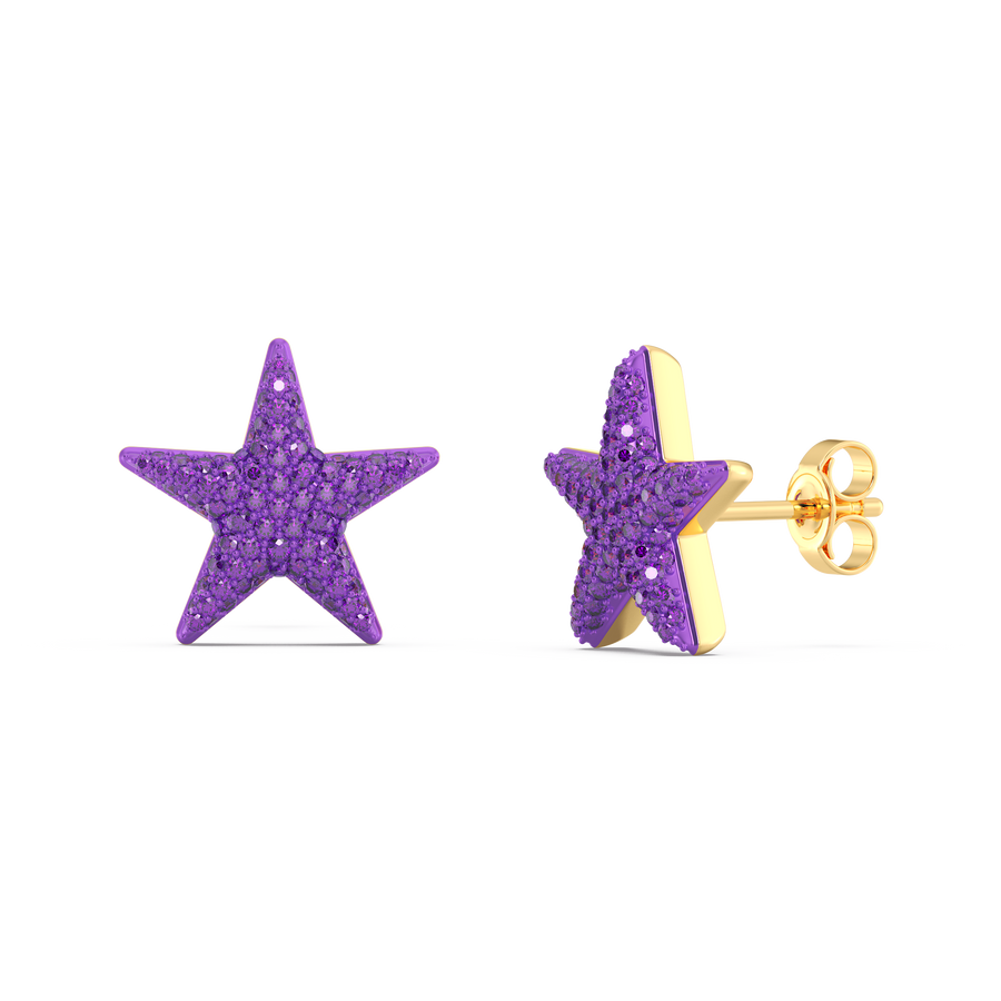 Hello Ella Star Studs in Purple