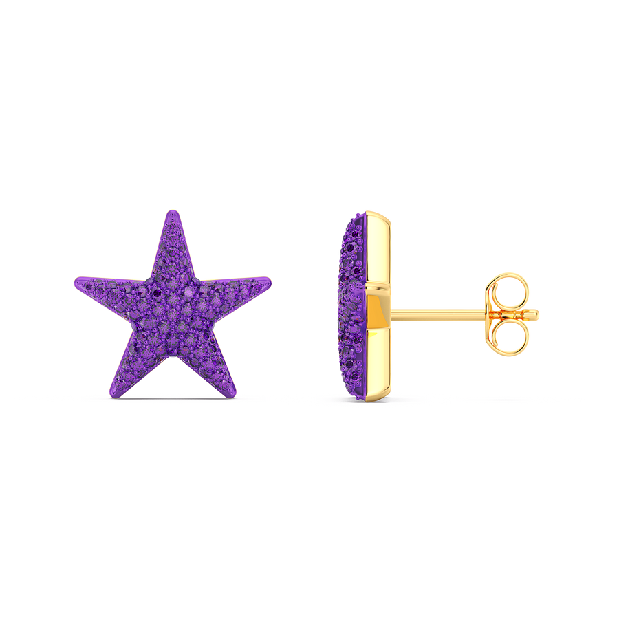 Hello Ella Star Studs in Purple