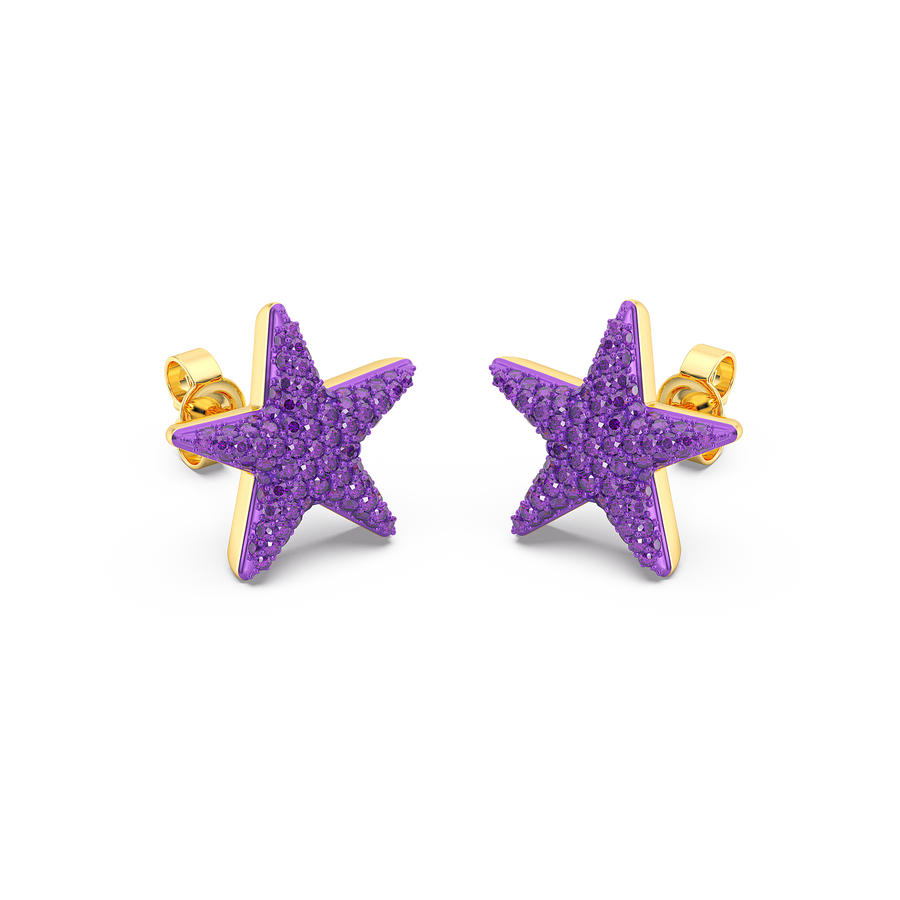 Hello Ella Star Studs in Purple