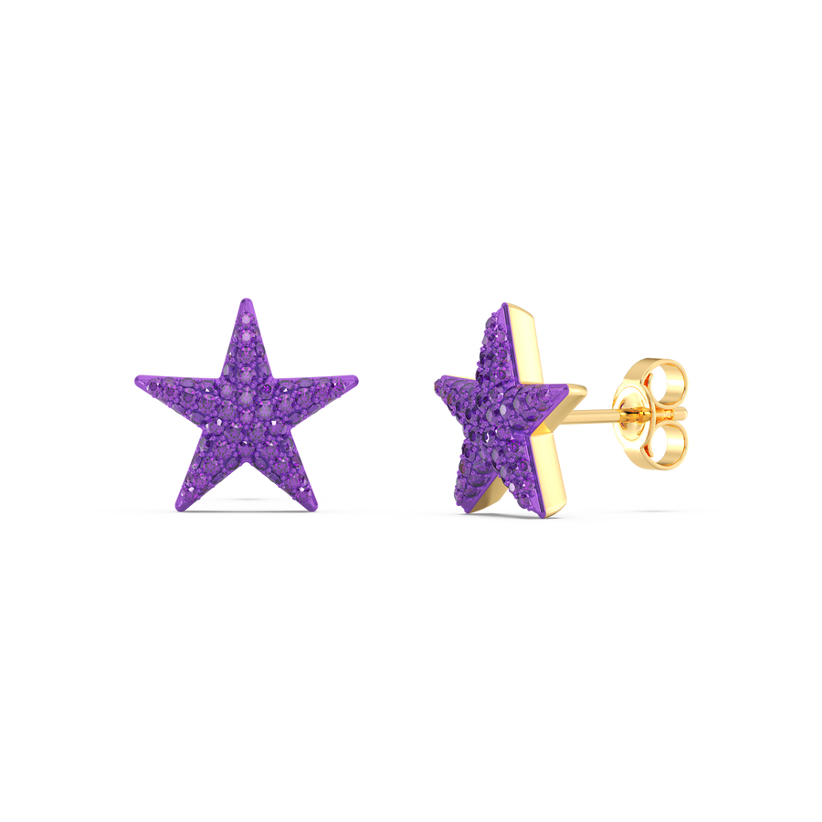 Hello Ella Star Studs in Purple