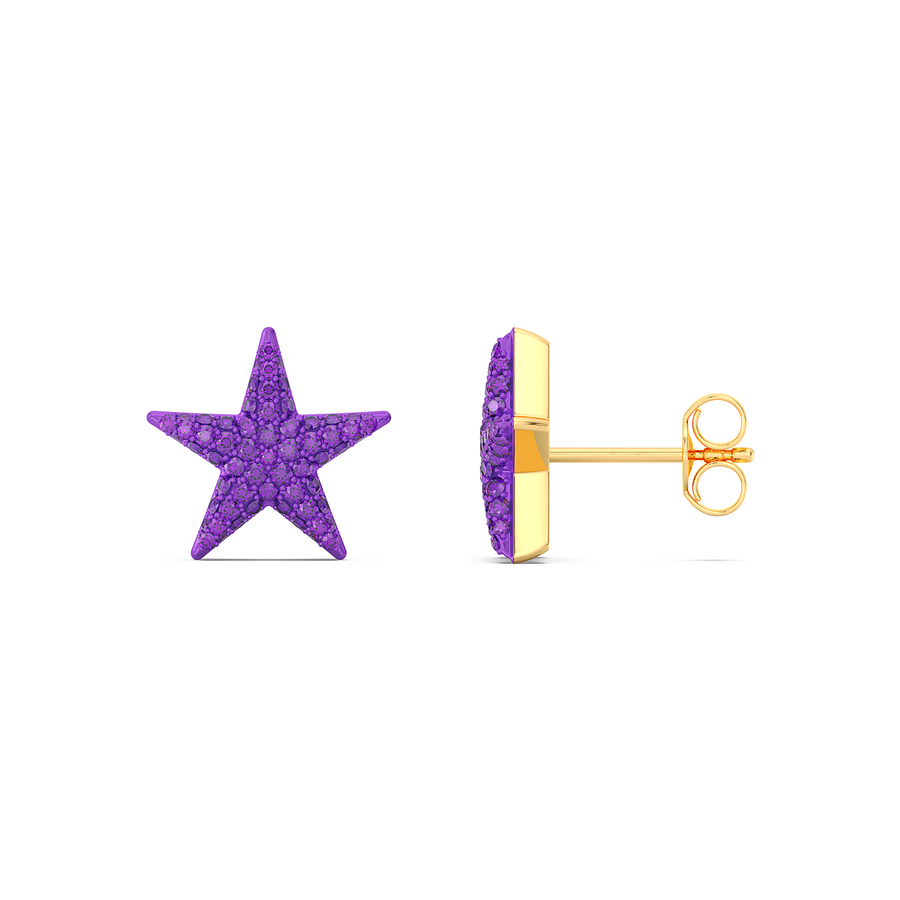 Hello Ella Star Studs in Purple