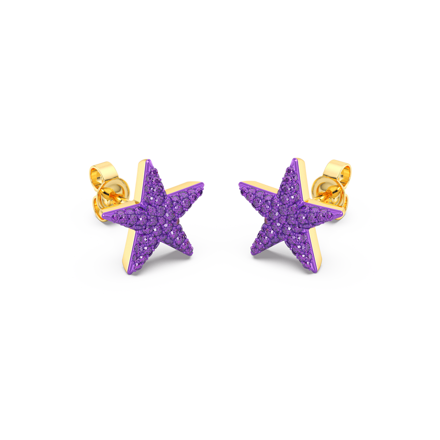 Hello Ella Star Studs in Purple
