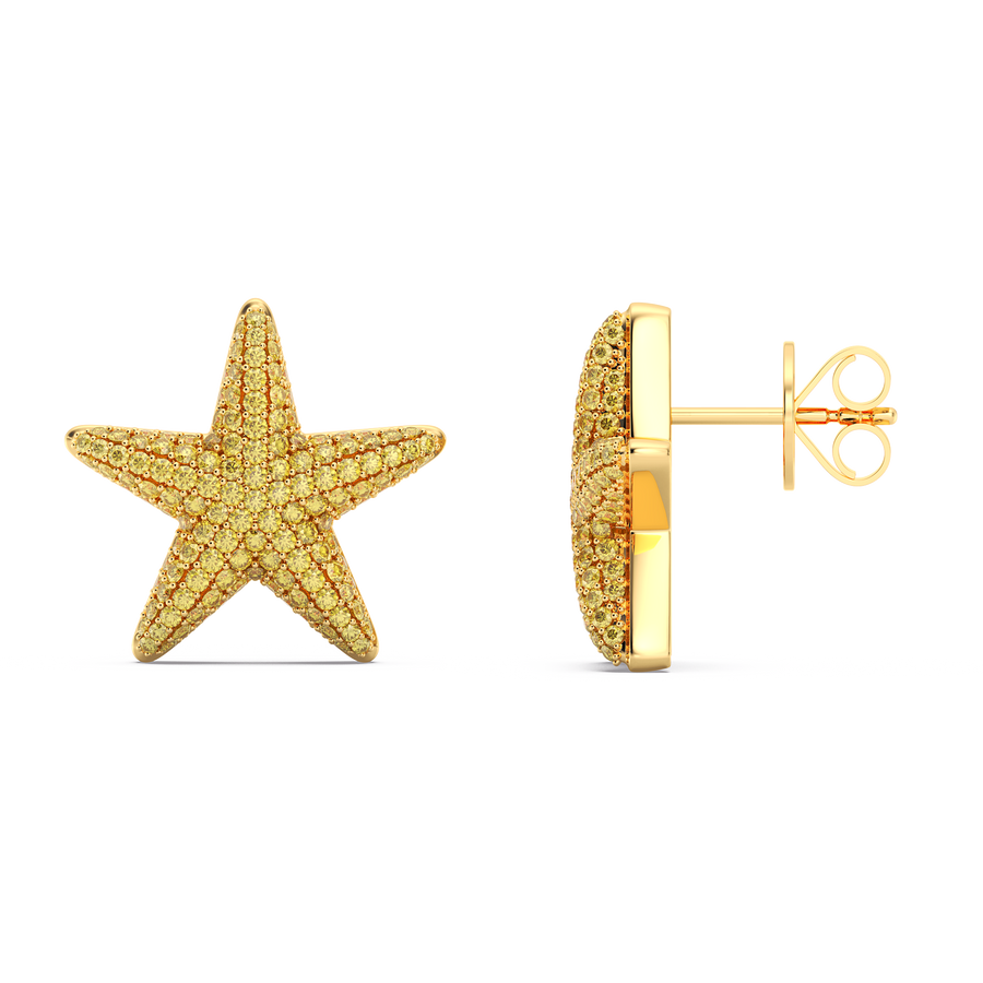 Hello Ella Star Studs in Yellow