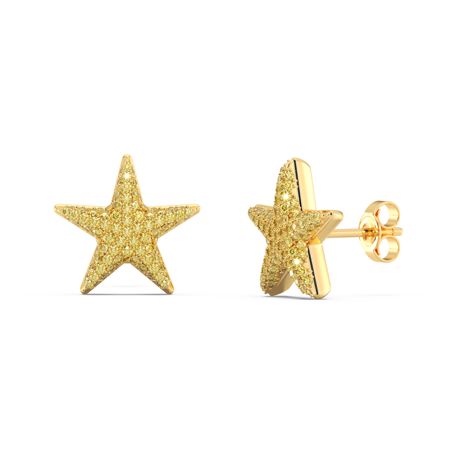 Hello Ella Star Studs in Yellow