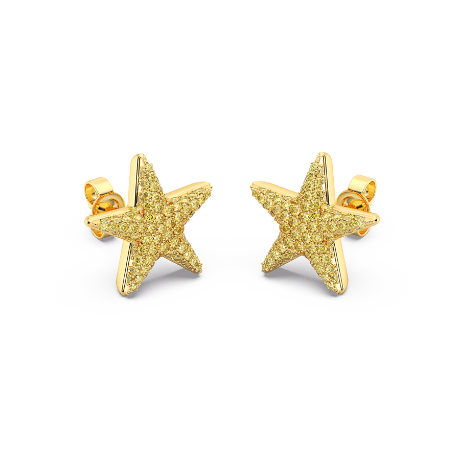 Hello Ella Star Studs in Yellow