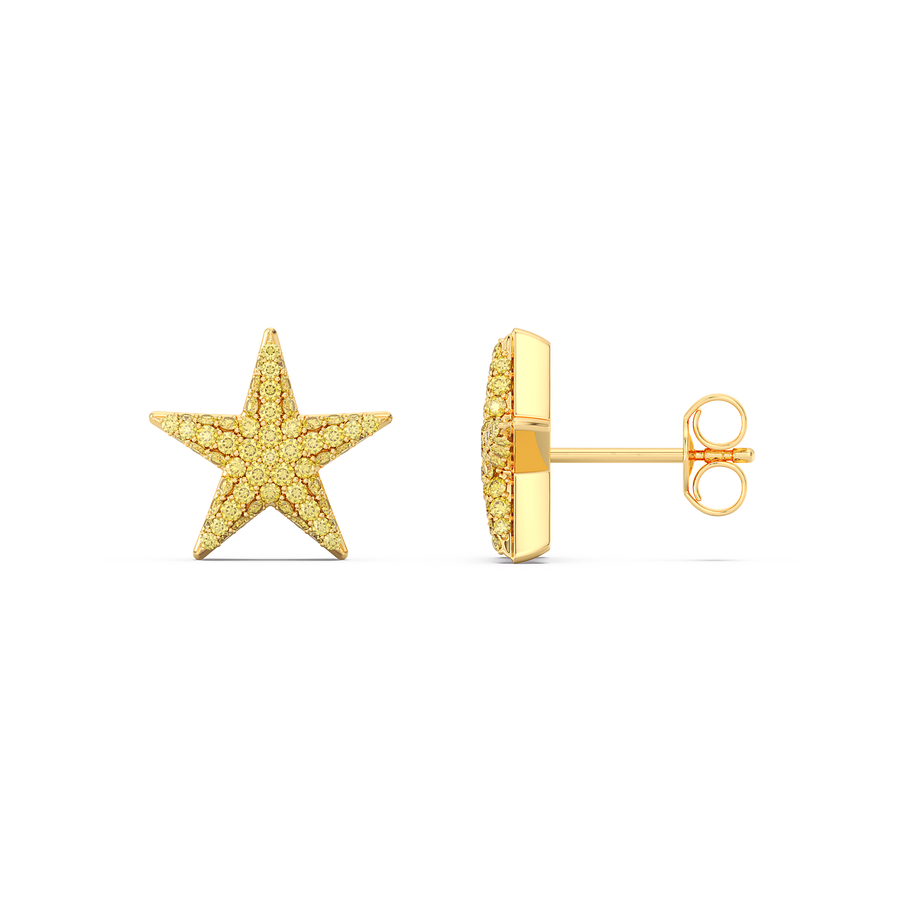 Hello Ella Star Studs in Yellow