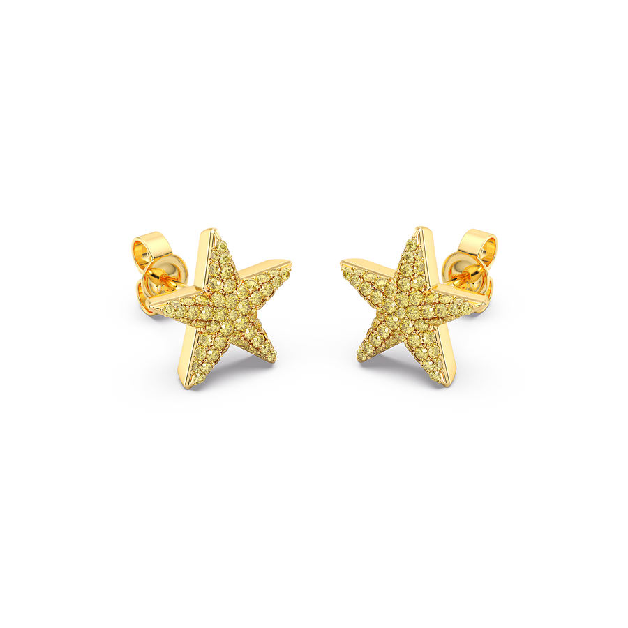 Hello Ella Star Studs in Yellow