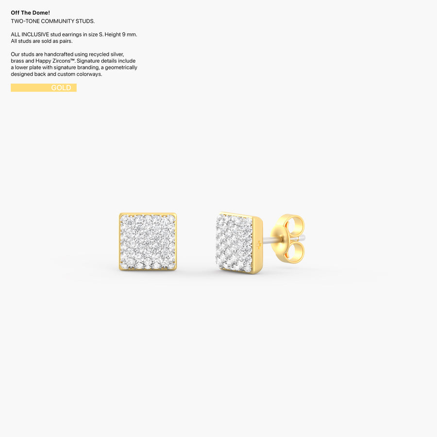 Two-Tone Community Studs in Gold