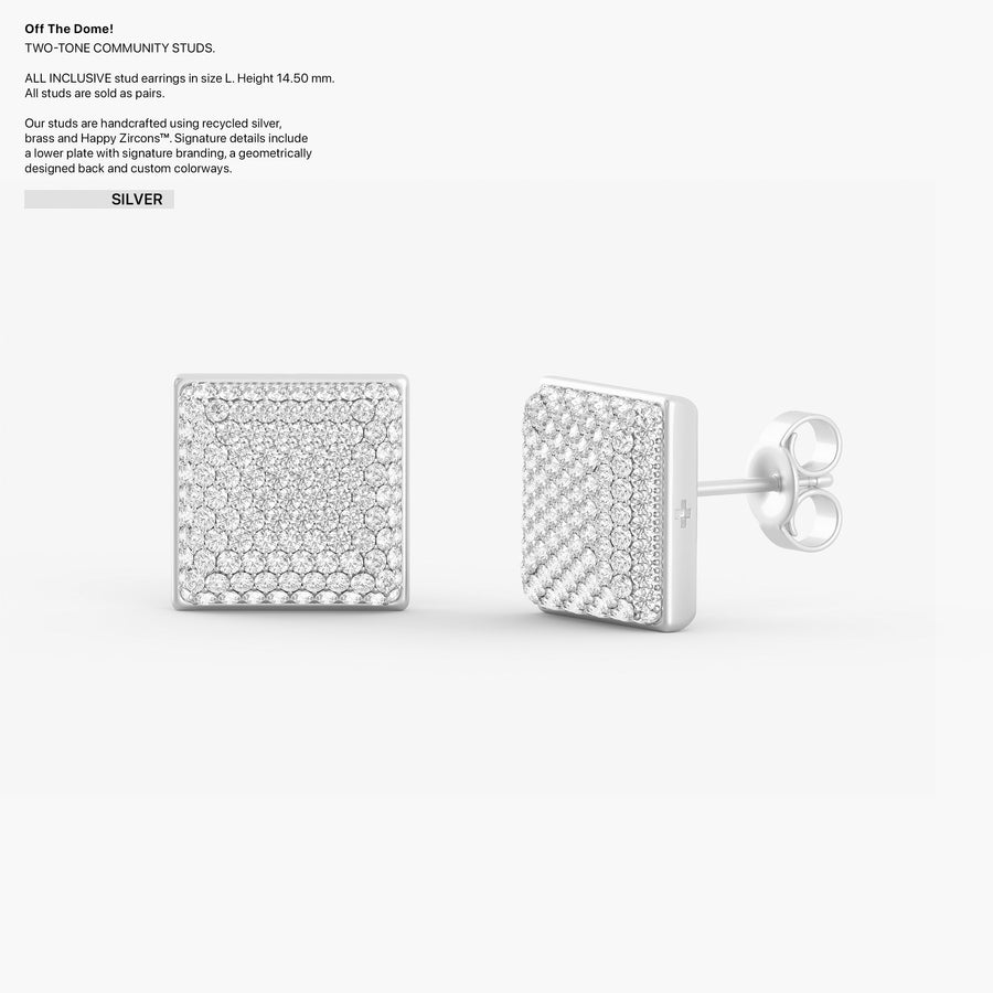 Two-Tone Community Studs in Silver