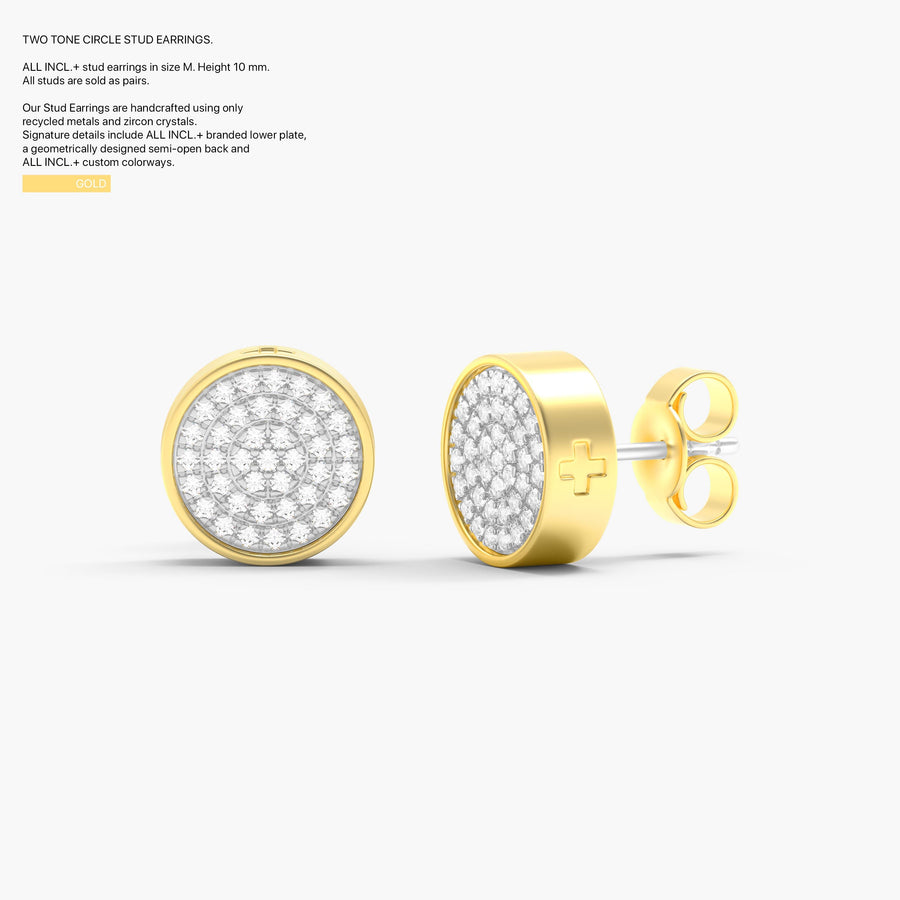 Two-Tone Circle Studs in Gold