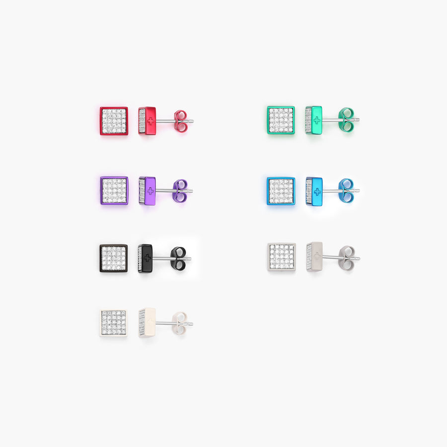 Two-Tone Essentials: Square Studs Earrings (7 PACK)