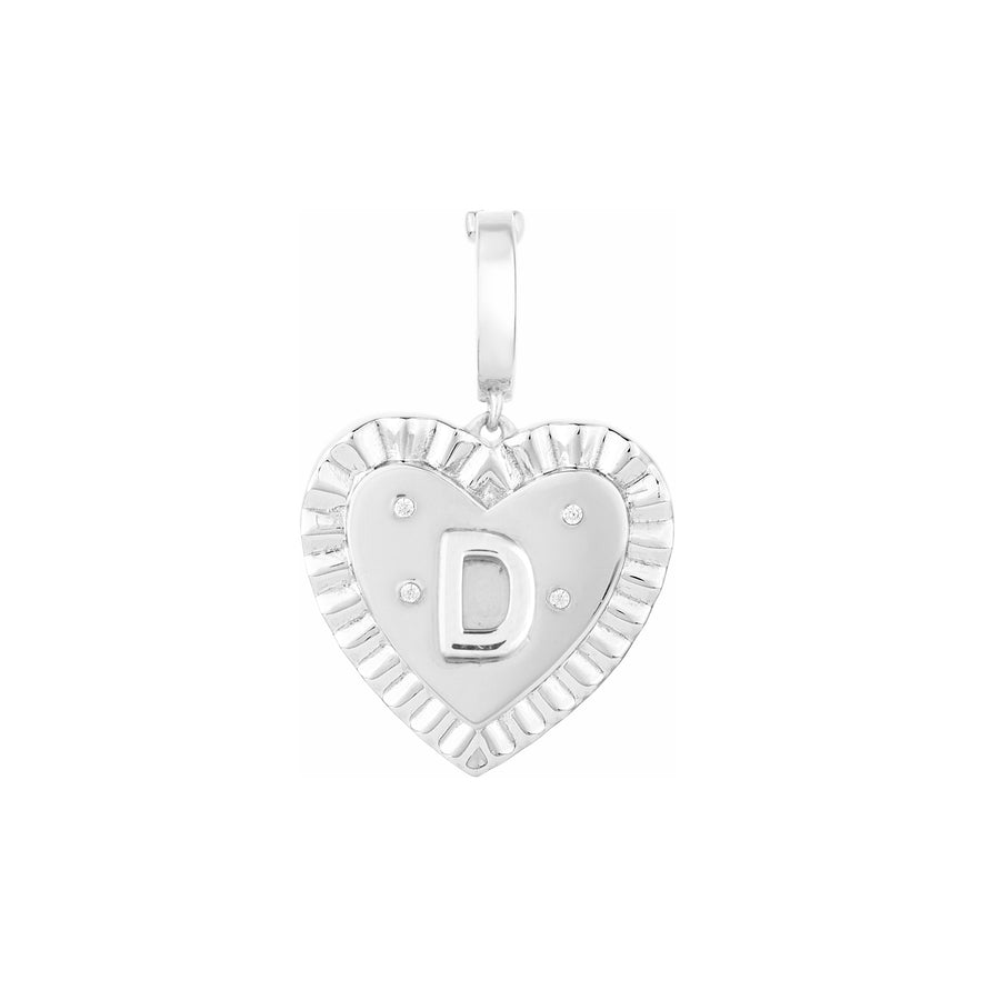 "D" Heart Amulet Charm