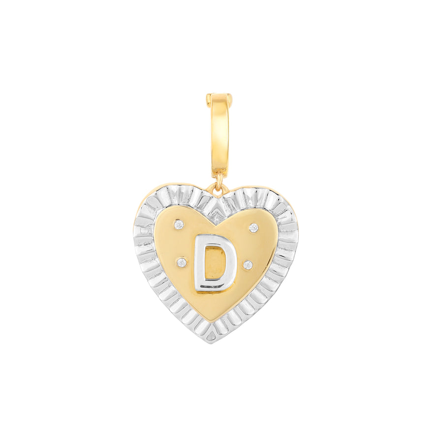 "D" Heart Amulet Charm