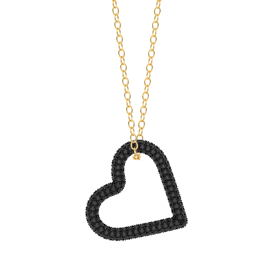 Hello Ella Whole Heart Pendant Necklace in Black