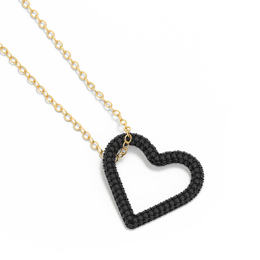 Hello Ella Whole Heart Pendant Necklace in Black