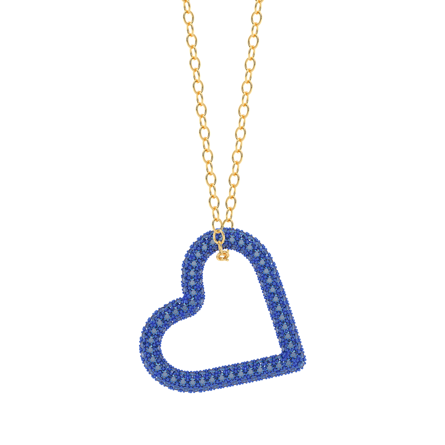 Hello Ella Whole Heart Pendant Necklace in Blue