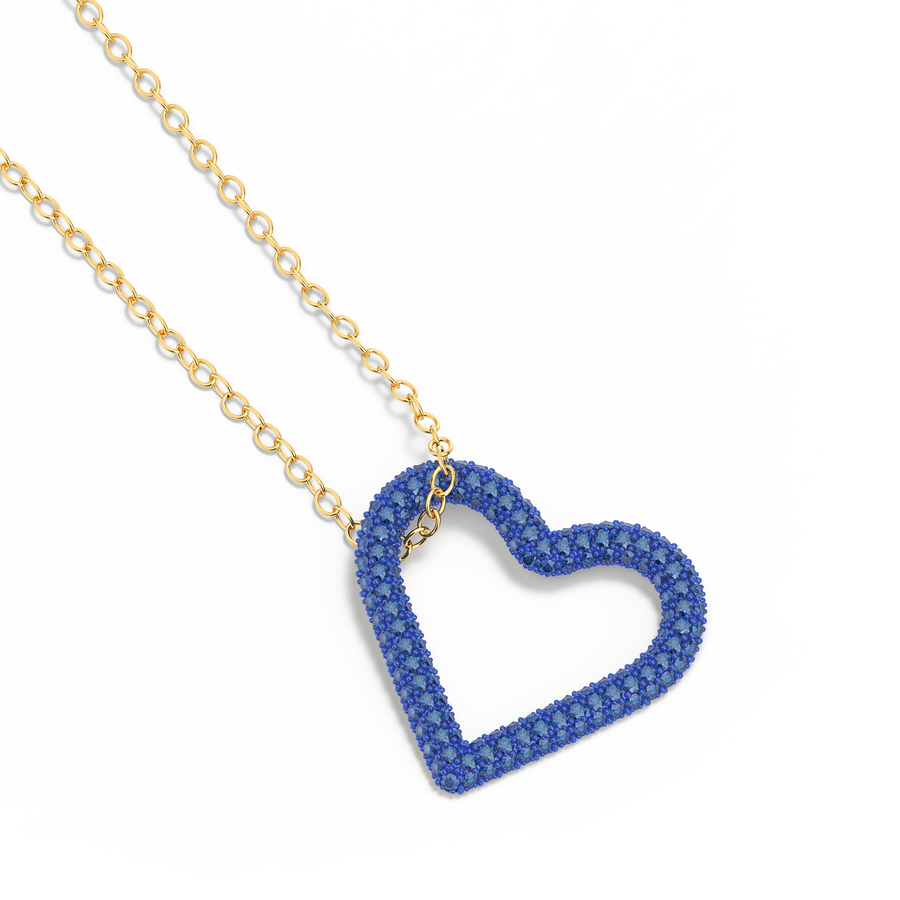 Hello Ella Whole Heart Pendant Necklace in Blue