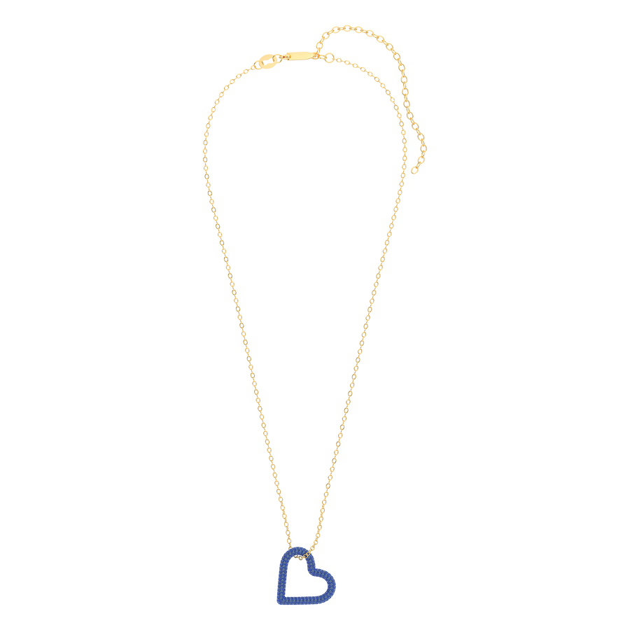 Hello Ella Whole Heart Pendant Necklace in Blue