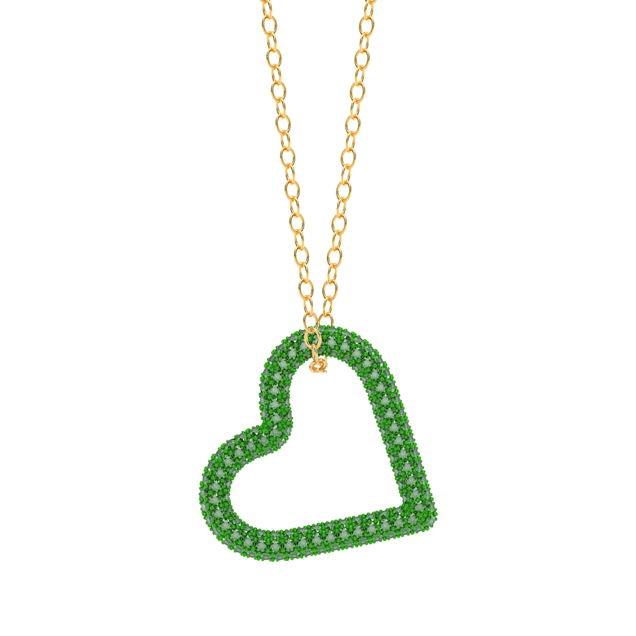 Hello Ella Whole Heart Pendant Necklace in Green